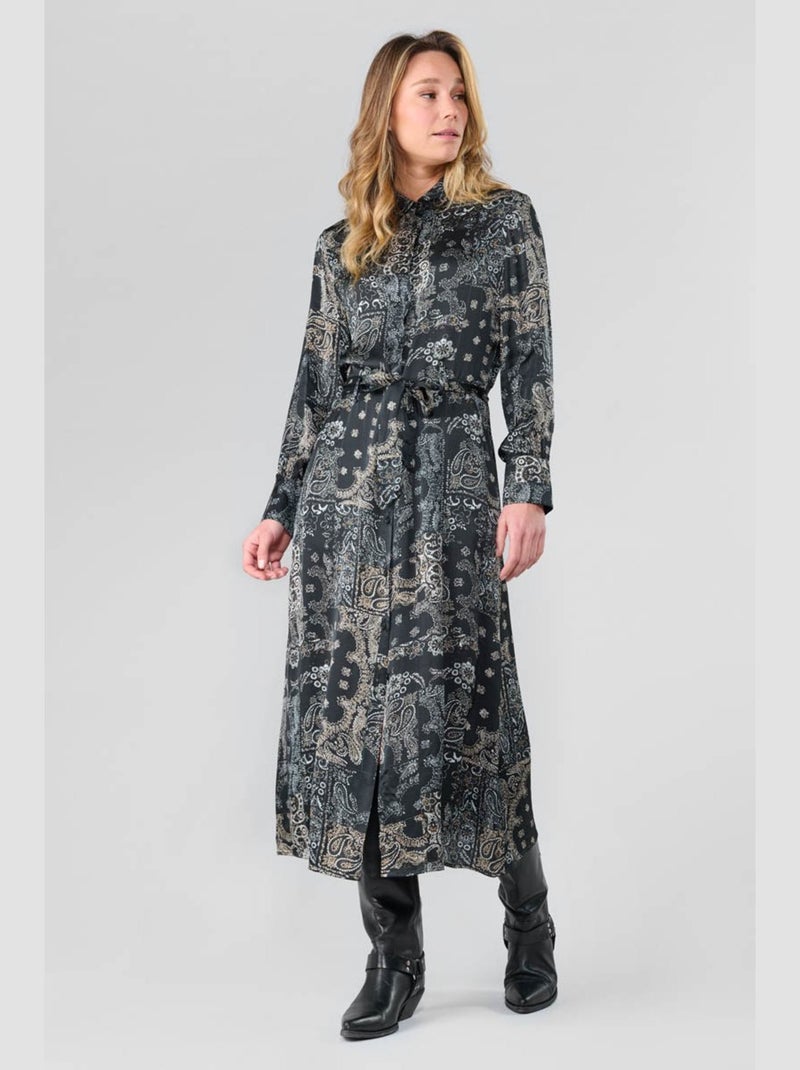 Robe longue SERAPHY evasée, patineuse 'Le Temps Des Cerises' Noir - Kiabi