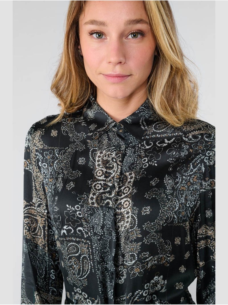 Robe longue seraphy evasée, patineuse 'le temps des cerises' Noir - Kiabi