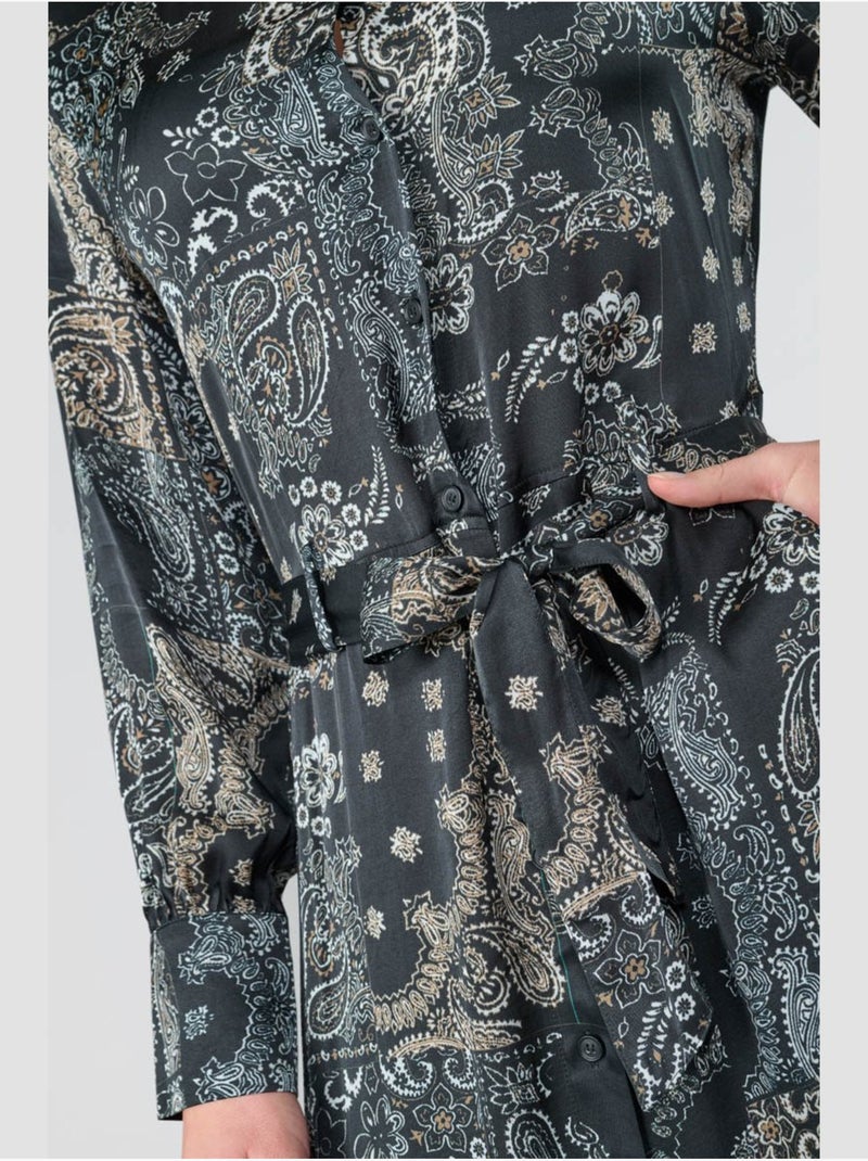 Robe longue seraphy evasée, patineuse 'le temps des cerises' Noir - Kiabi