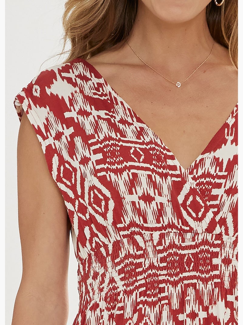 Robe longue smockée base évasée - Afibel Terracotta - Kiabi