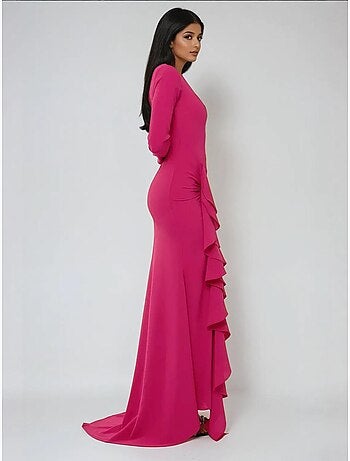 Robe longue sur mesure exclusive avec détails à volants