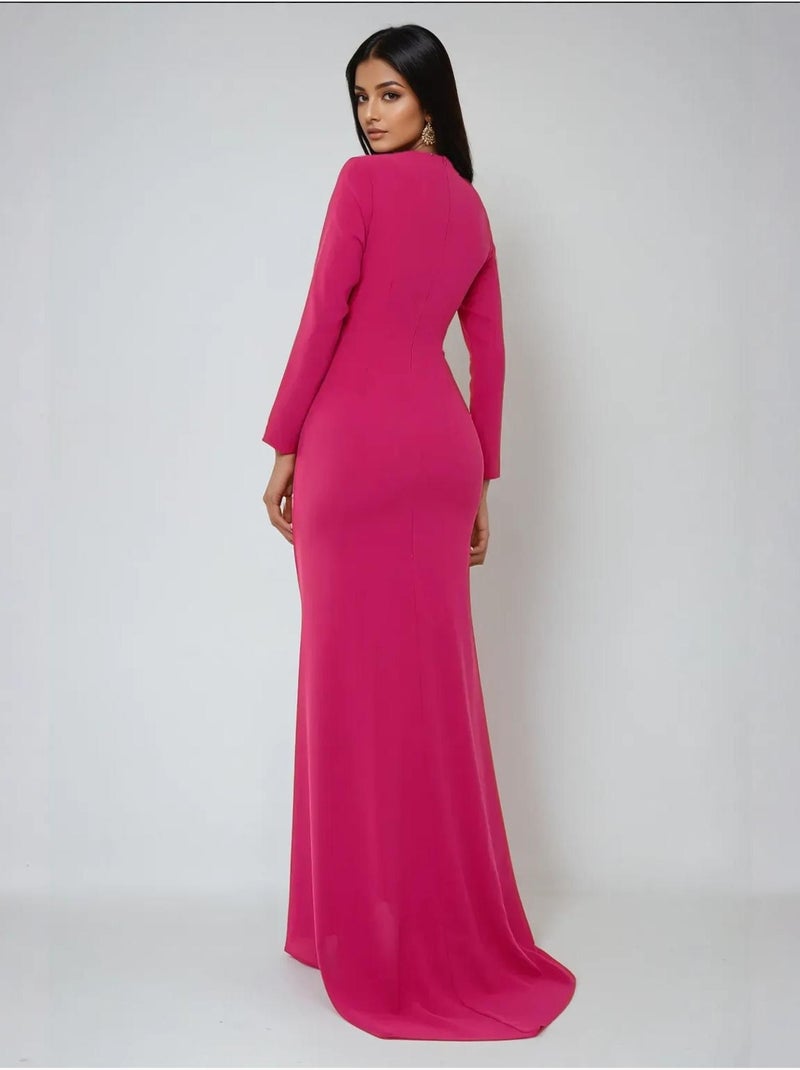 Robe longue sur mesure exclusive avec détails à volants Rose - Kiabi