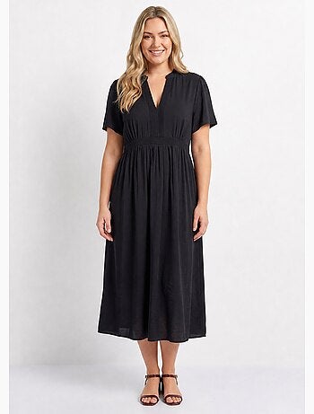 Robe longue surpiqures encolure + taille - afibel