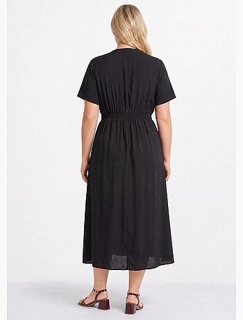 Robe longue surpiqures encolure + taille - afibel