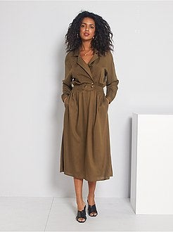 Robe longue taille smockée - Kiabi