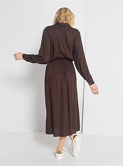 Robe longue taille smockée - Kiabi