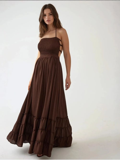 Robe longue texturée à col carré hiccup - Kiabi Robe longue texturée à col carré hiccup - Kiabi