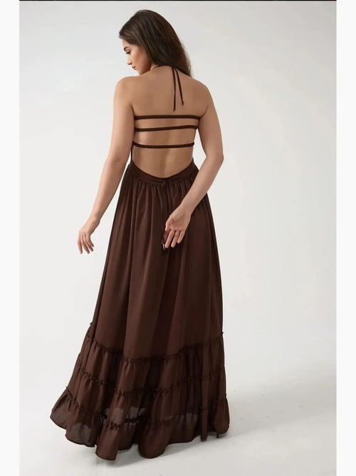 Robe longue texturée à col carré hiccup - Kiabi Robe longue texturée à col carré hiccup - Kiabi
