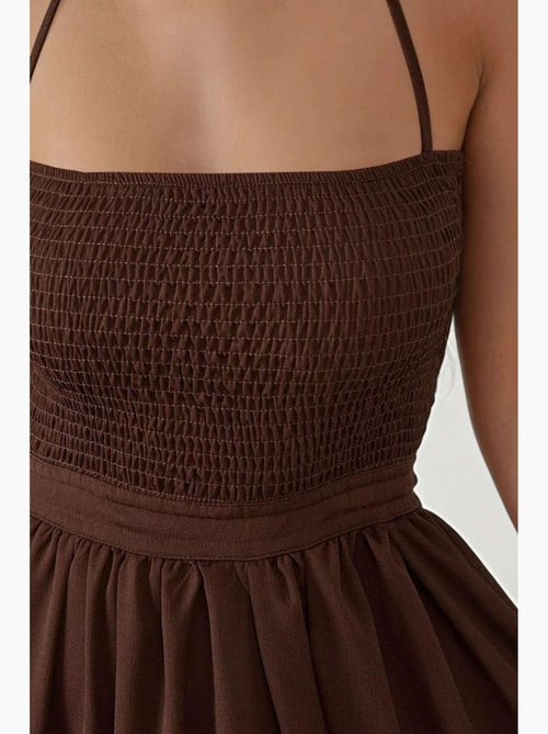 Robe longue texturée à col carré hiccup - Kiabi Robe longue texturée à col carré hiccup - Kiabi
