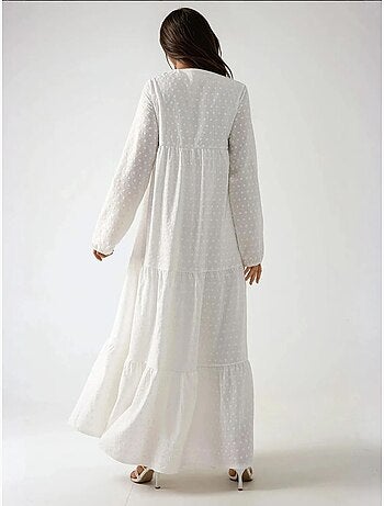 Robe longue texturée à col ras du cou
