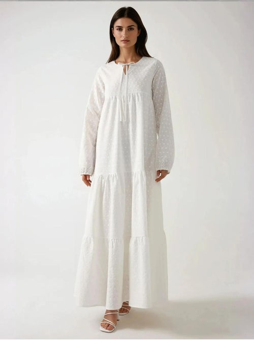 Robe longue texturée à col ras du cou hiccup - Kiabi