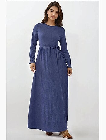 Robe longue texturée à col ras du cou hiccup