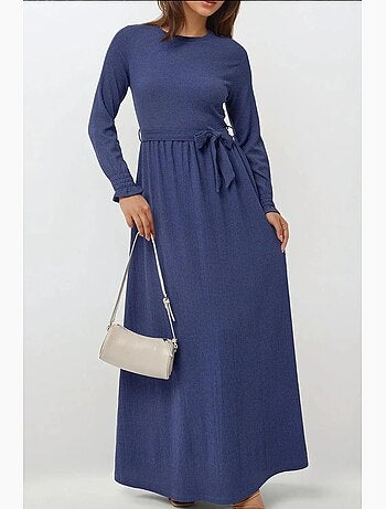 Robe longue texturée à col ras du cou hiccup