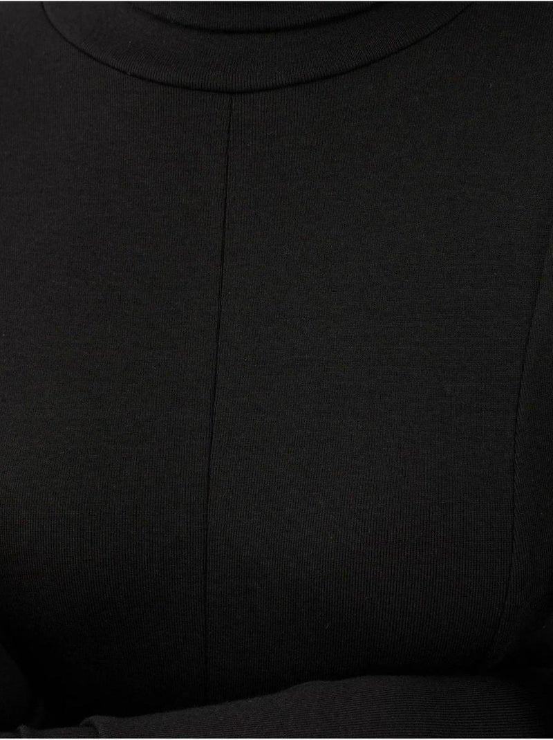 Robe longue texturée à demi-col roulé hiccup Noir - Kiabi