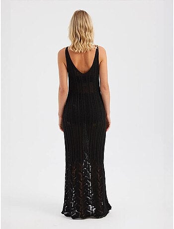 Robe longue texturée au crochet à décolleté plongeant
