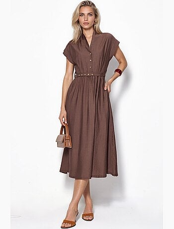 Robe longue texturée avec ceinture busem