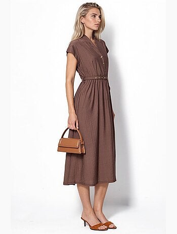 Robe longue texturée avec ceinture busem
