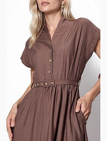 Robe longue texturée avec ceinture busem