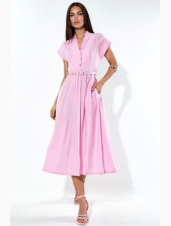 Robe longue texturée avec ceinture busem