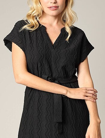 Robe longue texturée, en maille jacquard 'Deeluxe'