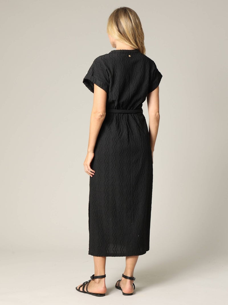 Robe longue texturée, en maille jacquard 'Deeluxe' Noir - Kiabi
