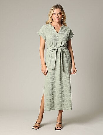Robe longue texturée, en maille jacquard 'Deeluxe'