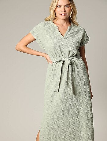 Robe longue texturée, en maille jacquard 'Deeluxe'