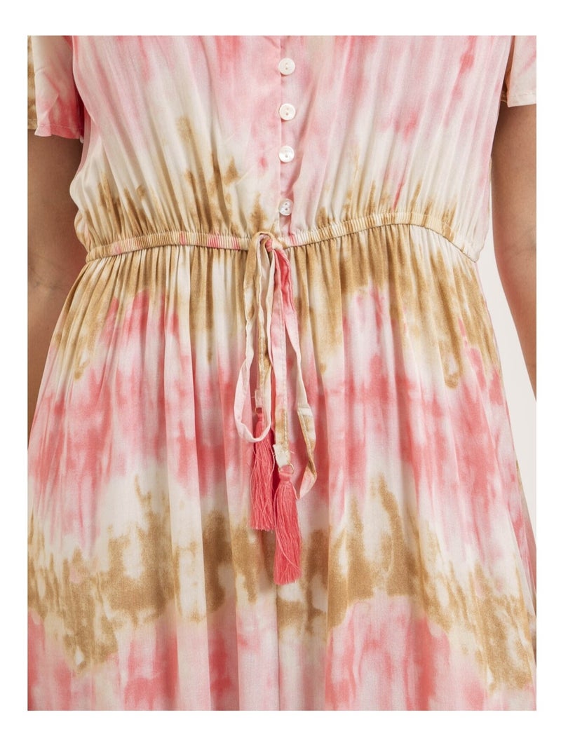 Robe longue tie and dye ITESSIA Rose - Kiabi