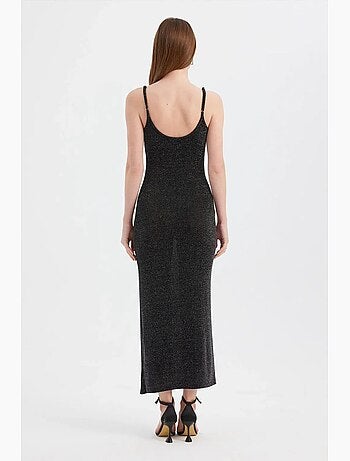 Robe longue tissée unie à bretelles spaghetti hiccup