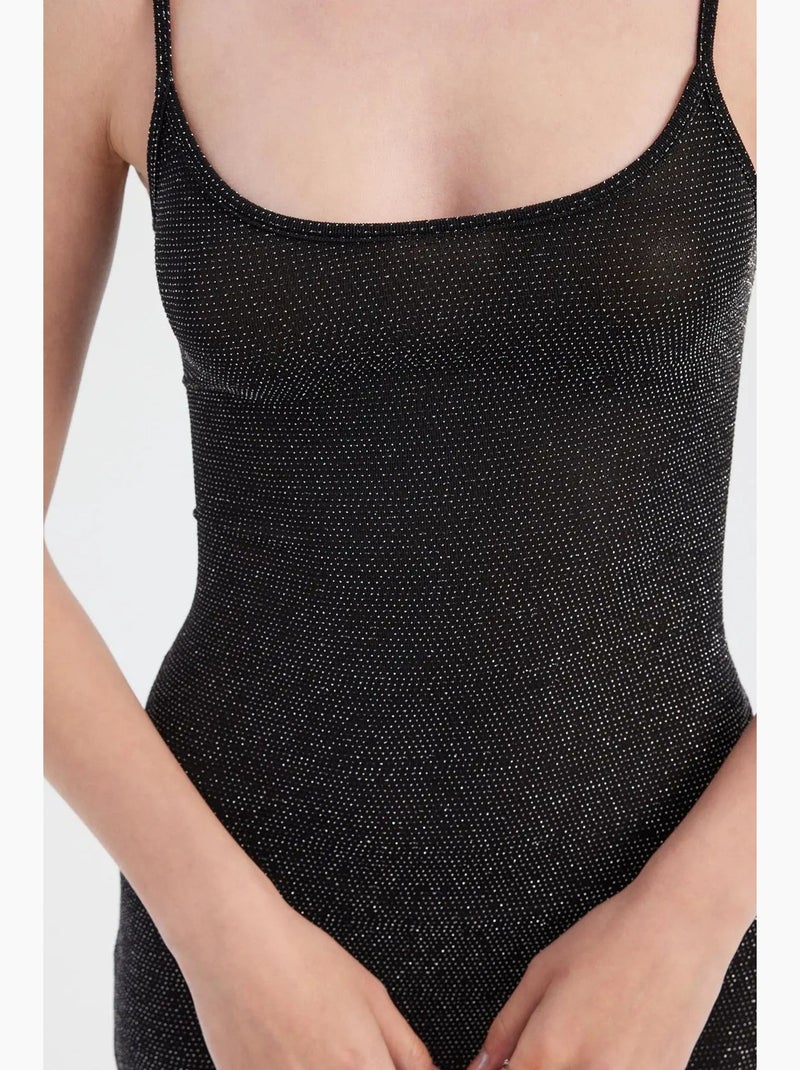 Robe longue tissée unie à bretelles spaghetti hiccup Noir - Kiabi