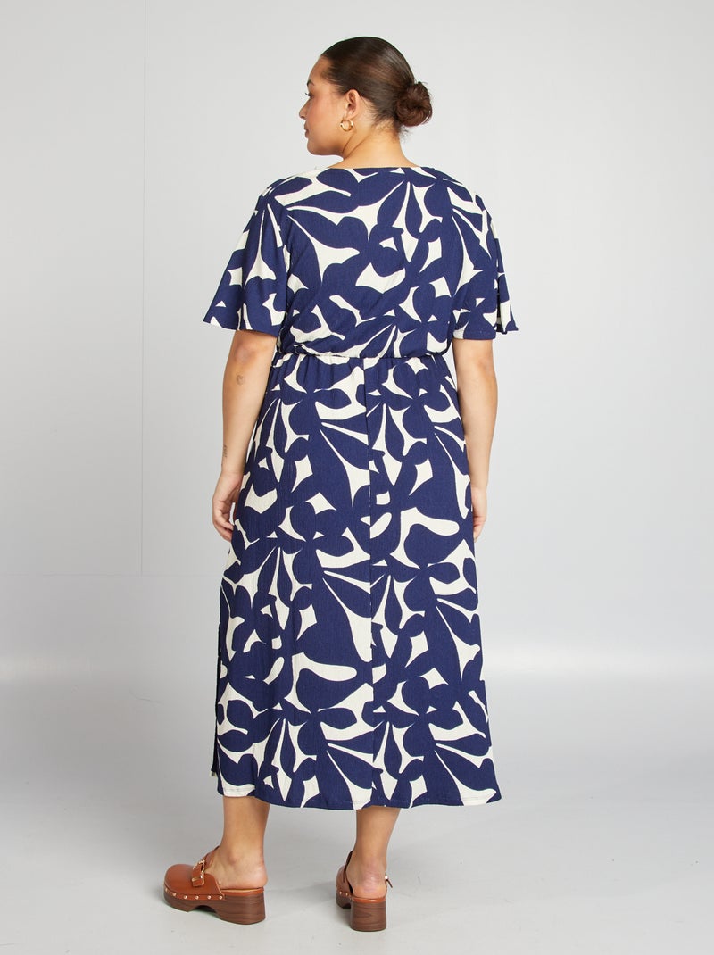 Robe longue tissu texturé BLEU - Kiabi