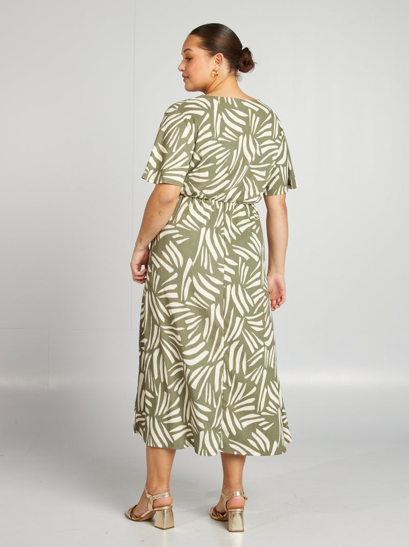 Robe longue tissu texturé KAKI - Kiabi