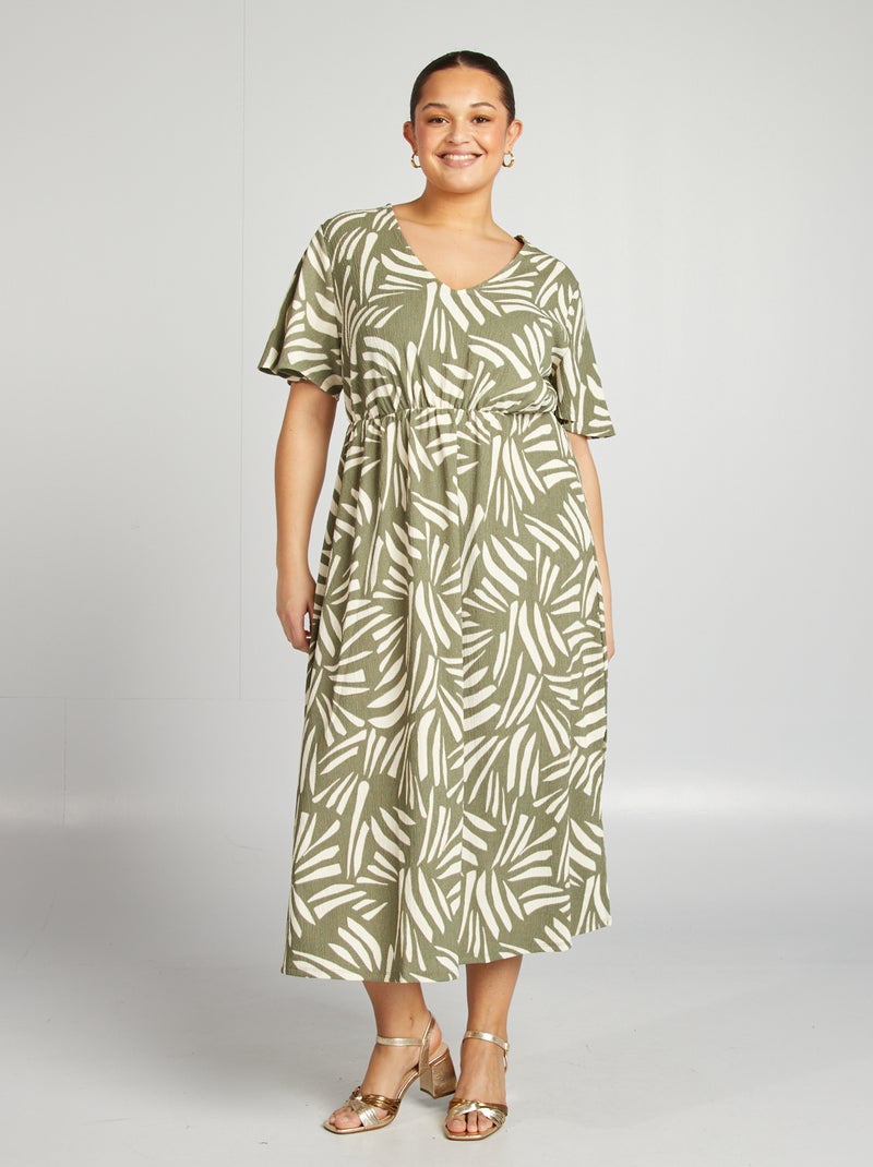 Robe longue tissu texturé KAKI - Kiabi