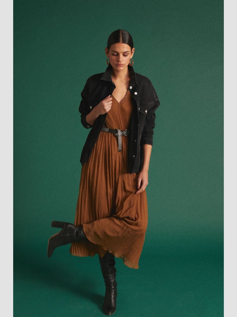 Robe longue TOBY droite 'Le Temps Des Cerises' Marron - Kiabi