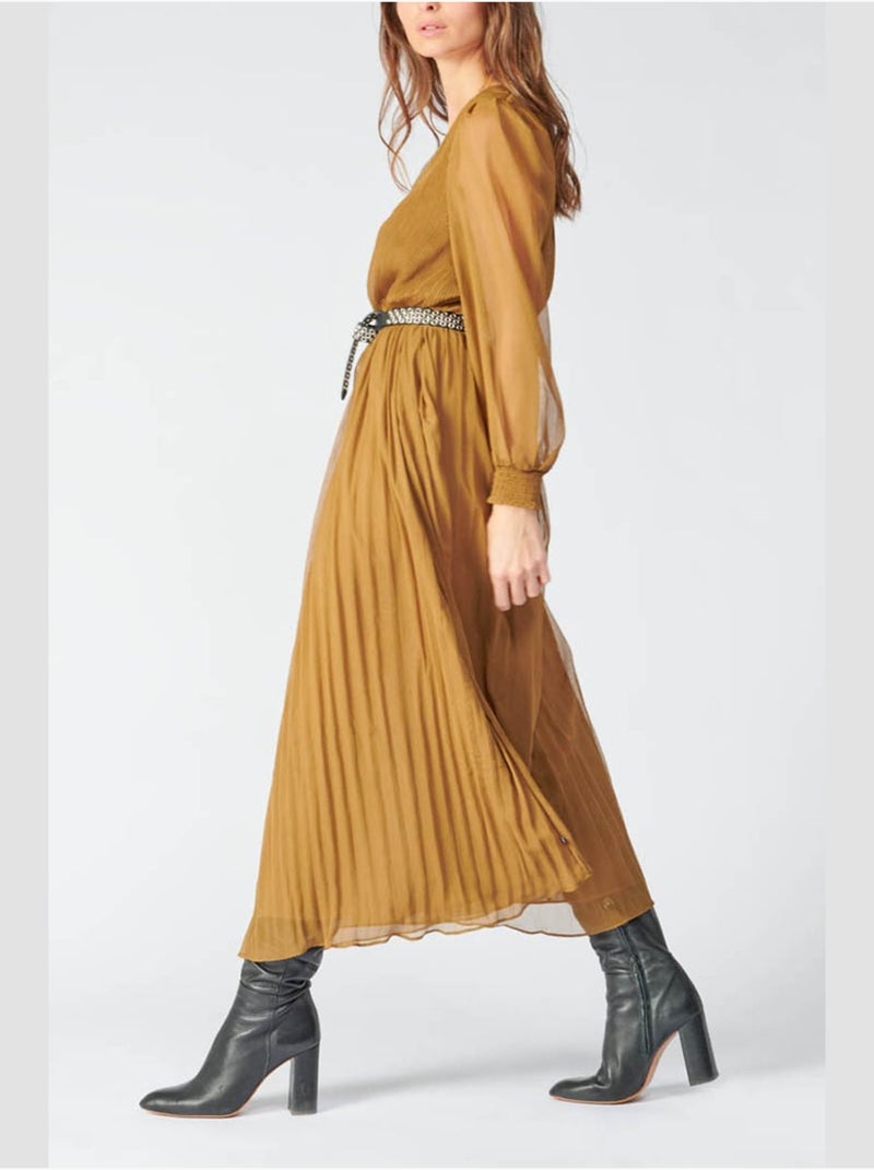 Robe longue TOBY droite 'Le Temps Des Cerises' Marron - Kiabi