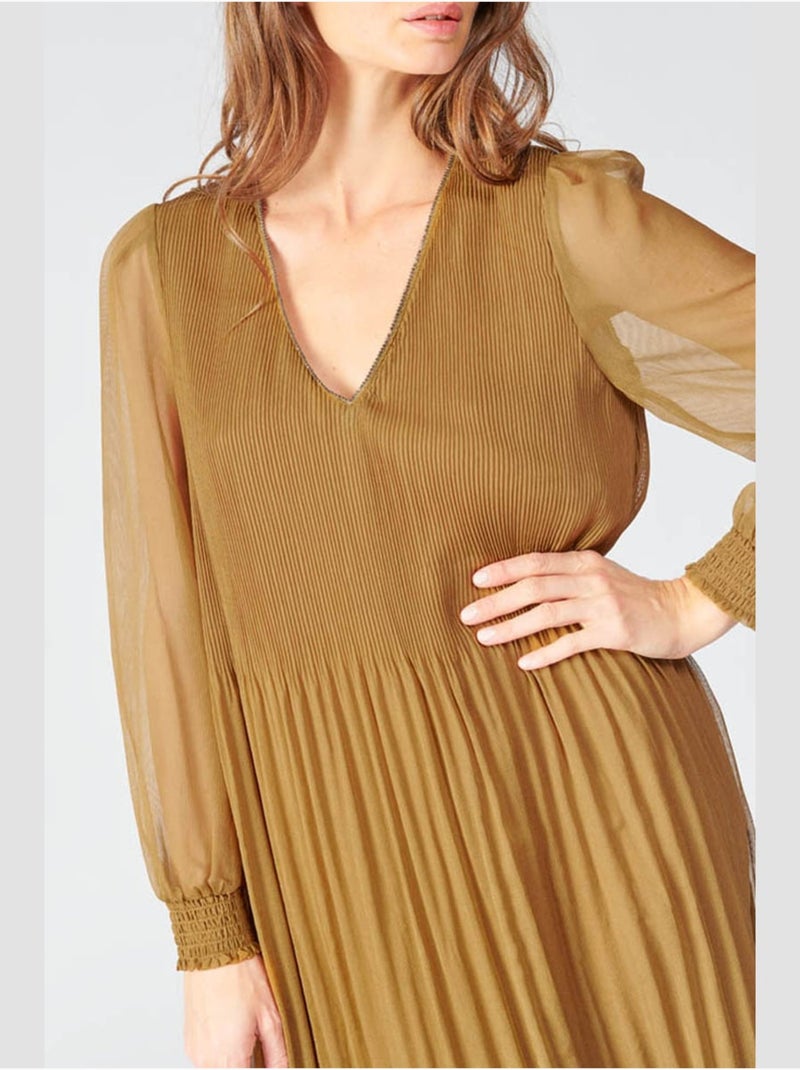 Robe longue TOBY droite 'Le Temps Des Cerises' Marron - Kiabi