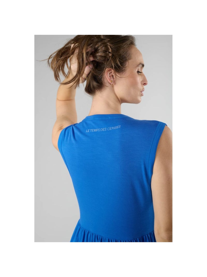 Robe longue TOLYPEL droite 'Le Temps Des Cerises' Bleu - Kiabi