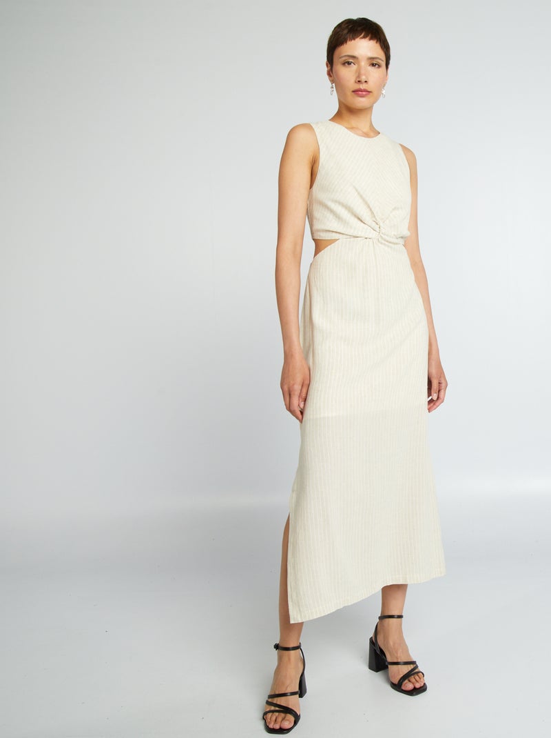 Robe longue torsadée à rayures Beige - Kiabi