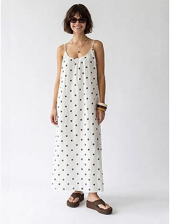 Robe longue trapèze à pois mixray