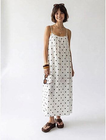 Robe longue trapèze à pois mixray