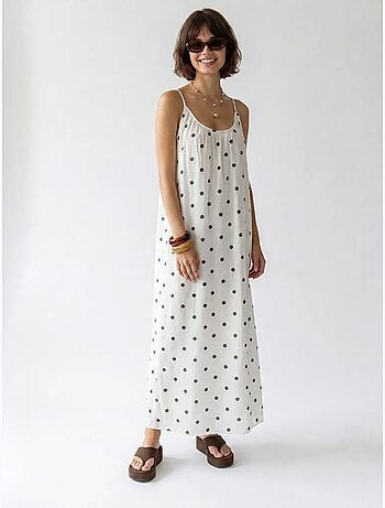 Robe longue trapèze à pois mixray