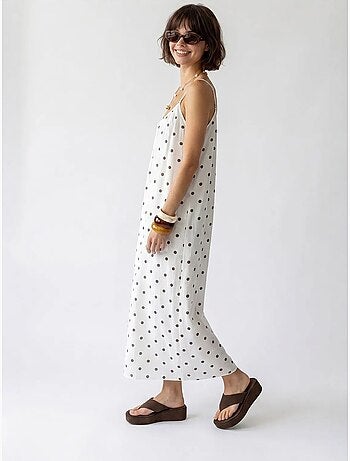 Robe longue trapèze à pois mixray
