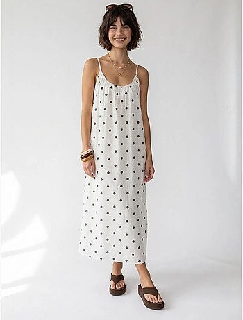 Robe longue trapèze à pois mixray