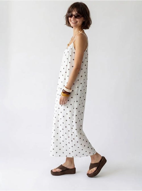 Robe longue trapèze à pois mixray - Kiabi Robe longue trapèze à pois mixray - Kiabi