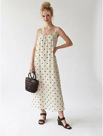 Robe longue trapèze à pois mixray