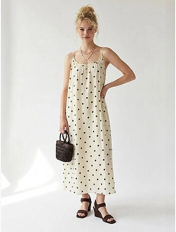 Robe longue trapèze à pois mixray