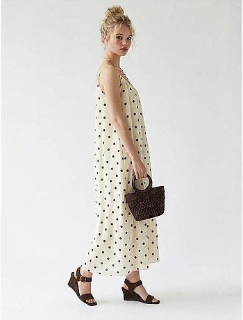 Robe longue trapèze à pois mixray
