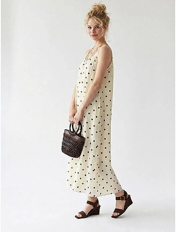 Robe longue trapèze à pois mixray