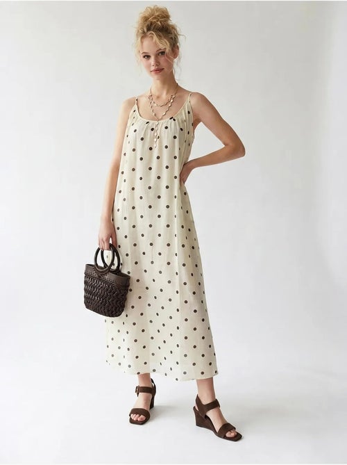 Robe longue trapèze à pois mixray - Kiabi Robe longue trapèze à pois mixray - Kiabi
