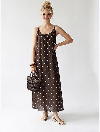 Robe longue trapèze à pois mixray
